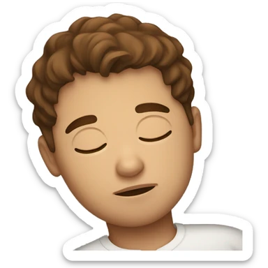 Brown hair boy sleeping in bed sticker