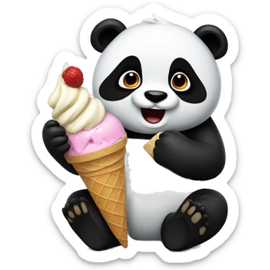 Panda eating ice cream sticker