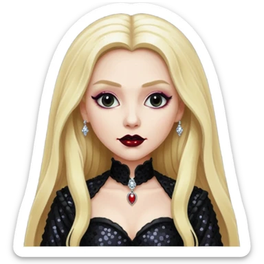 Bride of Dracula with long blonde hair, black sequin outfit sticker