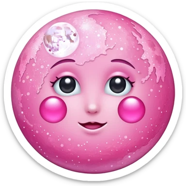 Pink sparkly moon sticker