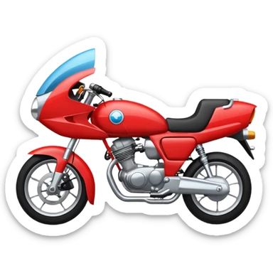 Motobike With Body Color Is Red and Sky Blue With Second Wheels Is 2 wheels sticker