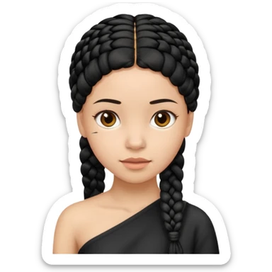 Girl with black braid  on one shoulder that is plain at the head sticker