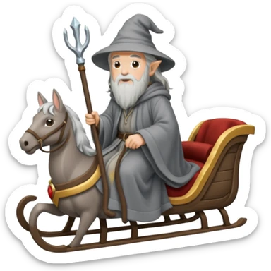 Gandalf on a sleigh sticker