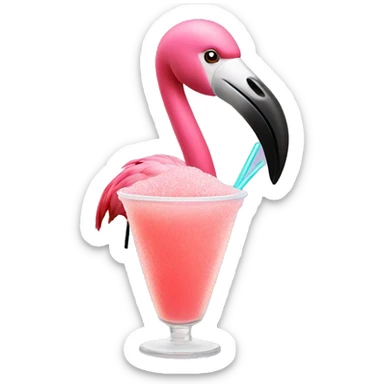 flamingo drinking a slushie sticker