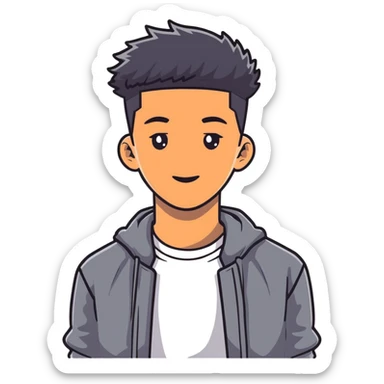 19-year-old Black male, stylish casual outfit, modern hairstyle sticker