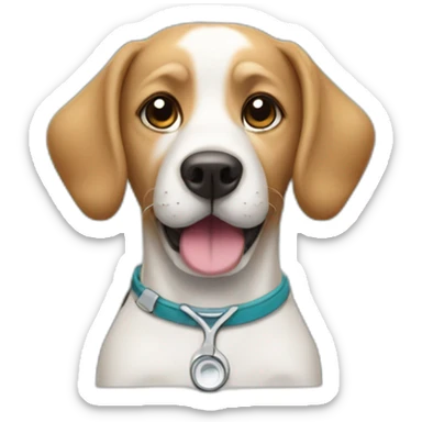 dog at veterinary exam table sticker