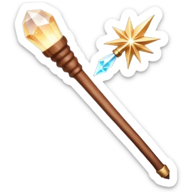 Wand – Wooden stick with glowing tip, sparkles of magic around it sticker