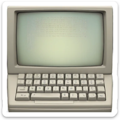 old apple computer with codes on the screen sticker