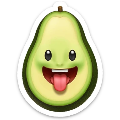 avocado with its tongue sticking out sticker