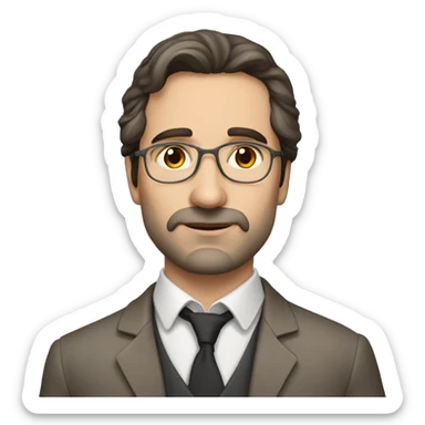 young russian history professor no facial hair with dark brown hair sticker