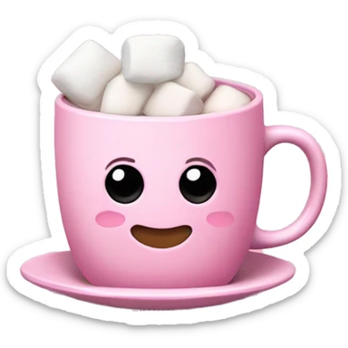 Pink mug of hot coco with marshmallows  sticker