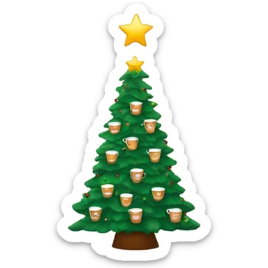 A large Christmas tree with cups of espresso  sticker