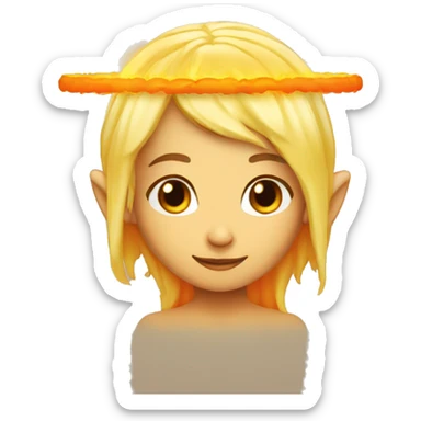 Yellow hair elf with orange angel halo made of fire sticker