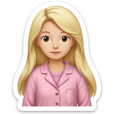 Brown and soft pink cozy two pieces blonde long hair lady pijama sticker