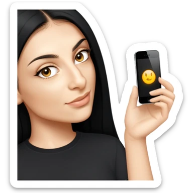 female, black shirt, long black hair sticker