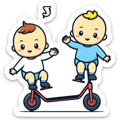 babies riding a unicycle sticker