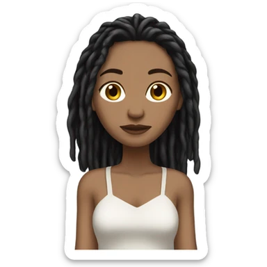 Tan girl with black locs dark white dress full body sticker