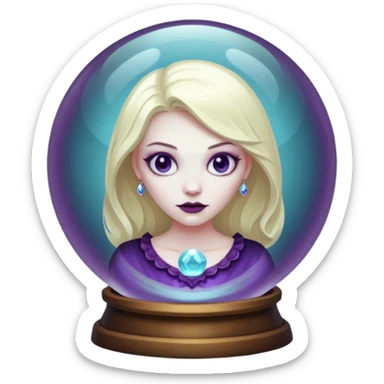 A Ghoulish Lady's head in a crystal ball sticker