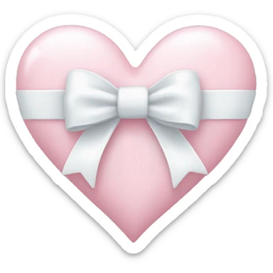 Pastel pink heart with white bow sticker