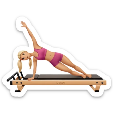 Woman on reformer doing a side plank sticker