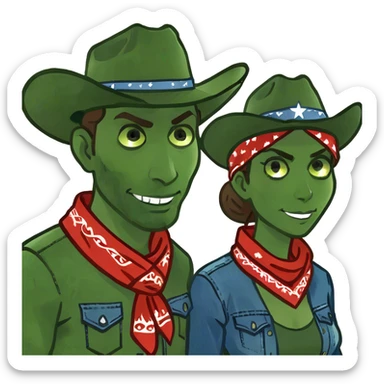 Cowboy Gothic Couple  sticker