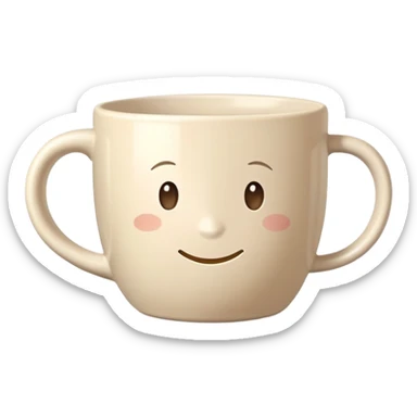 Pale beige wide mug with the inscription good morning sticker