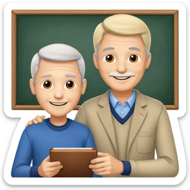 man of 60 years old teaching a young man sticker