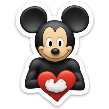 mickey mouse with a heart symbol sticker