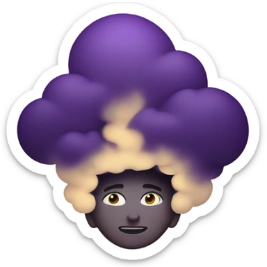 A figure fading into a cloud of smoke or shadows, blending into the darkness with a faint purple glow sticker