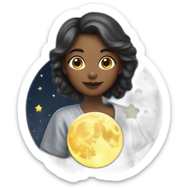 Fille sur lune sticker