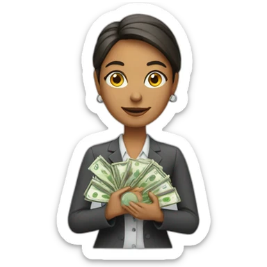 Woman teacher with money sticker
