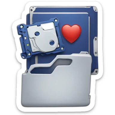 generate a facebook care emoji but holding a hard drive instead of a heart sticker