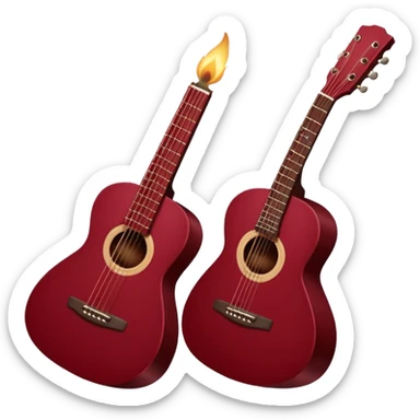 Maroon red aesthetic pookie bow,candle and guitar  sticker