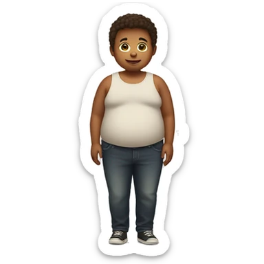 Boy with a giant belly sticker