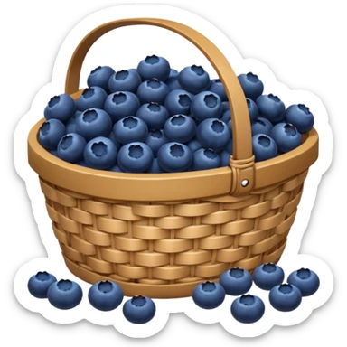 a basket of blueberries spilling over sticker