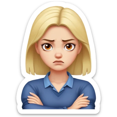 girl arms crossed on neck angry  sticker