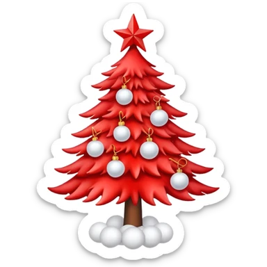 red Christmas tree with white star and white Christmas balls sticker