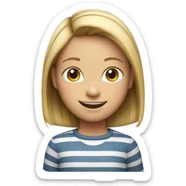 smiling girl in striped shirt sticker