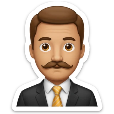 long mustached man with tie sticker