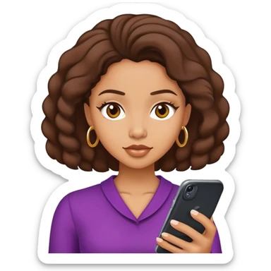 lightskin black lady scrolling on phone sticker