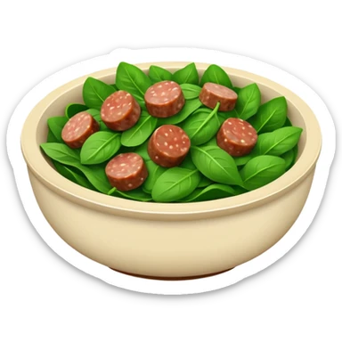 Bowl of spinach and chopped sausage  sticker