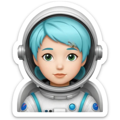 Female astronaut with short aqua hair sticker