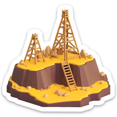 gold mine with wooden supports and gold sticker
