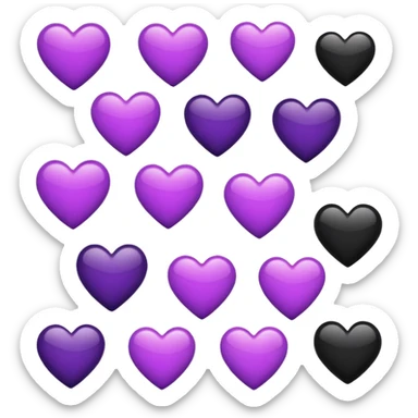 Black and purple heart emoji mix sticker