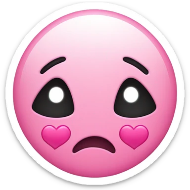 cute smiley sad face with pink hearts sticker