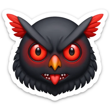 Create a scary emoji of the mothman with bright red eyes sticker