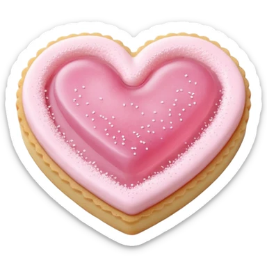 Realistic shortbread cookie in the shape of a heart with pale pink jelly middle filling and sprinkled powder sugar on top. sticker