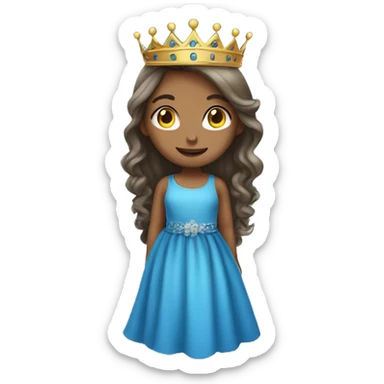 Girl in blue dress long hair and crown sticker