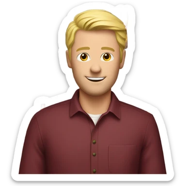 Blonde man in maroon shirt and lots of beers sticker