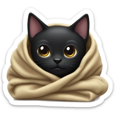 black cat wrapped in a blanket sticker